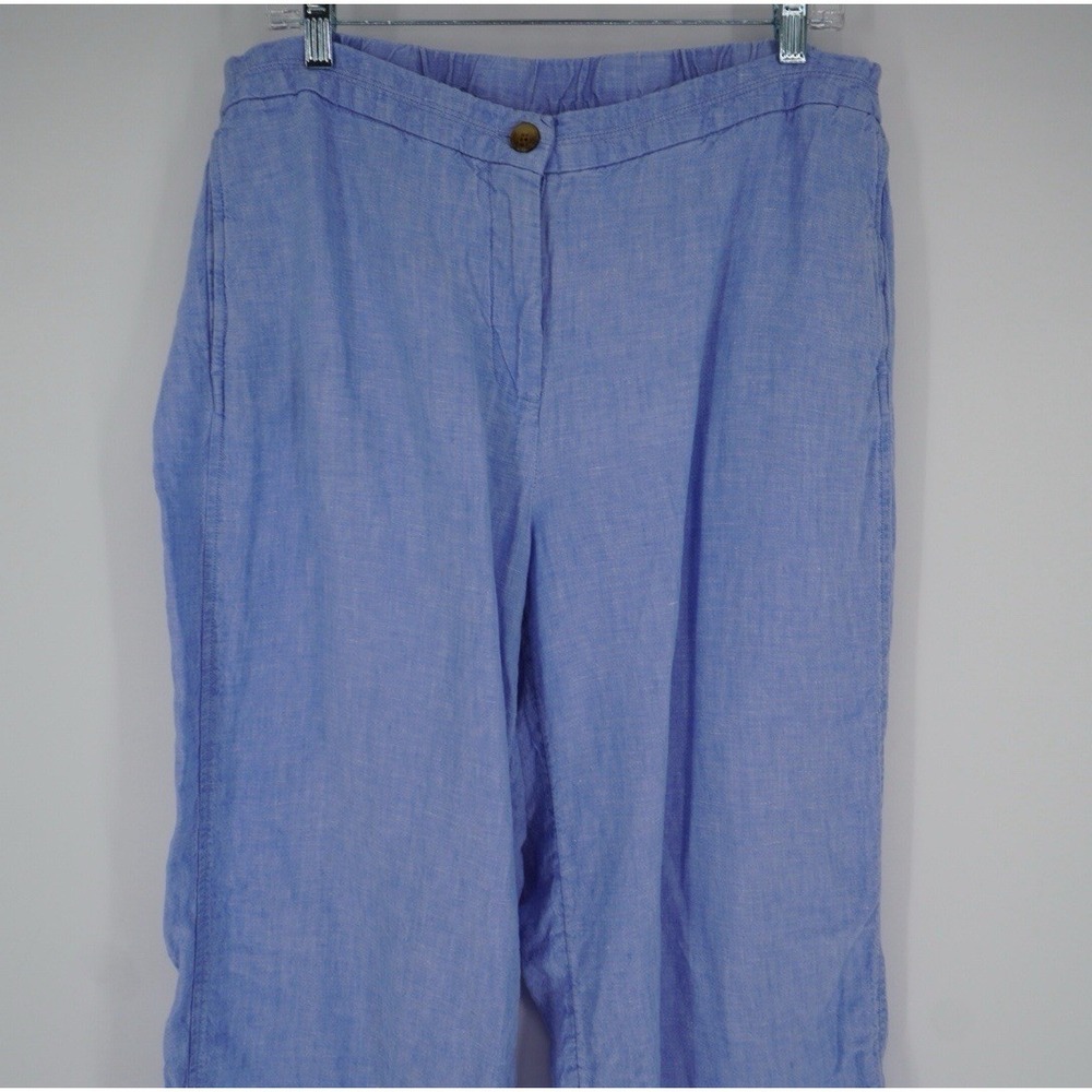 J. Jill Love Linen Wide Leg Cropped Pants Womens XL Blue Lagenlook Coastal - Picture 6 of 12